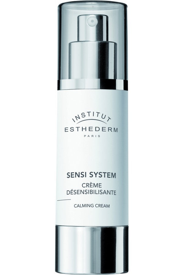 Flacon pompe de Crème Désensibilisante Sensi System apaisante sans parfum par Institut Esthederm