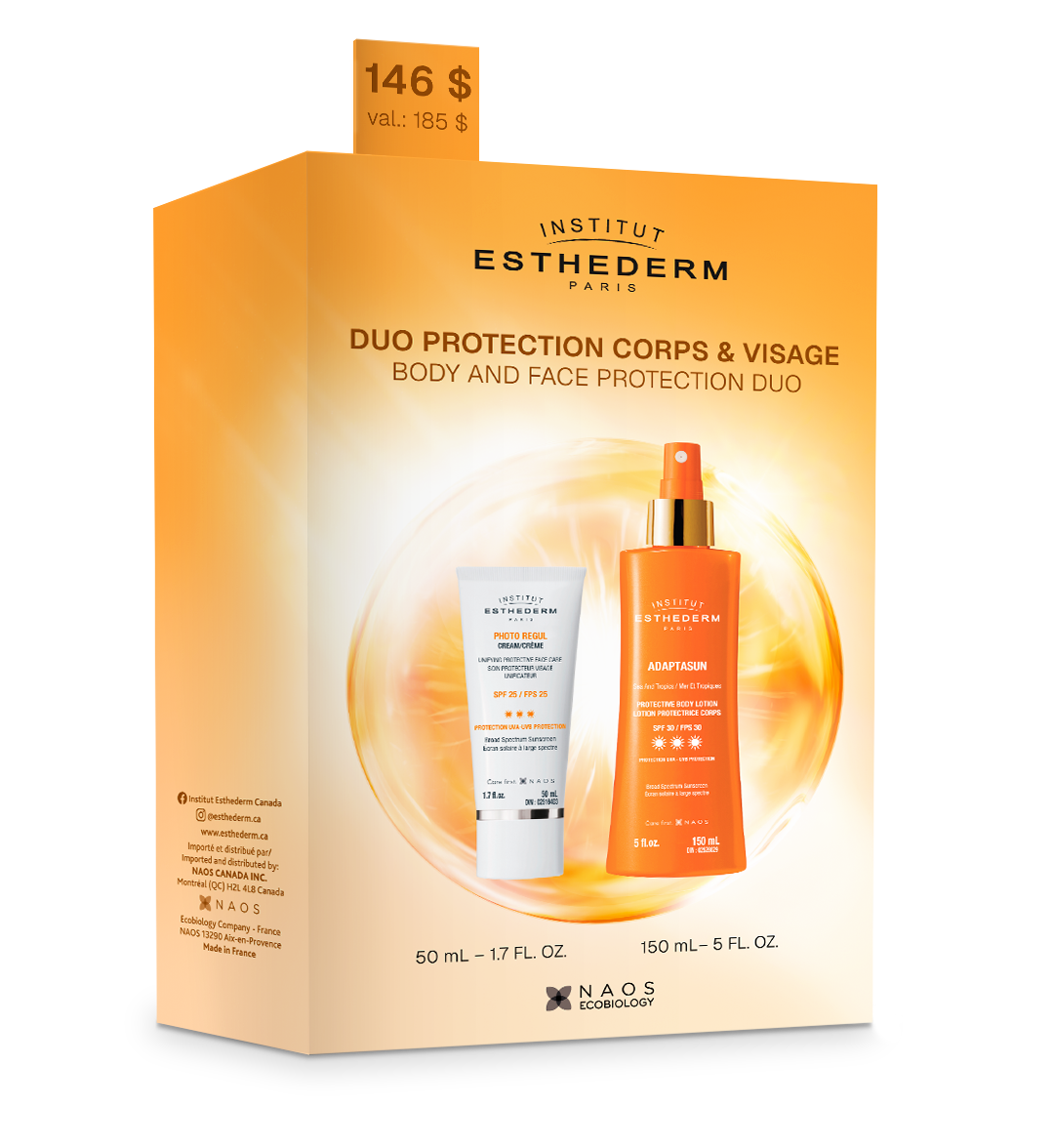 Promotion duo protection solaire visage et corps Esthederm • SK dermo esthétique 