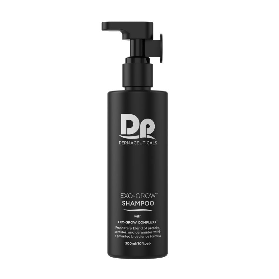 Shampooing EXO-GROW de Dp Dermaceuticals pour la croissance et contre la chute des cheveux.