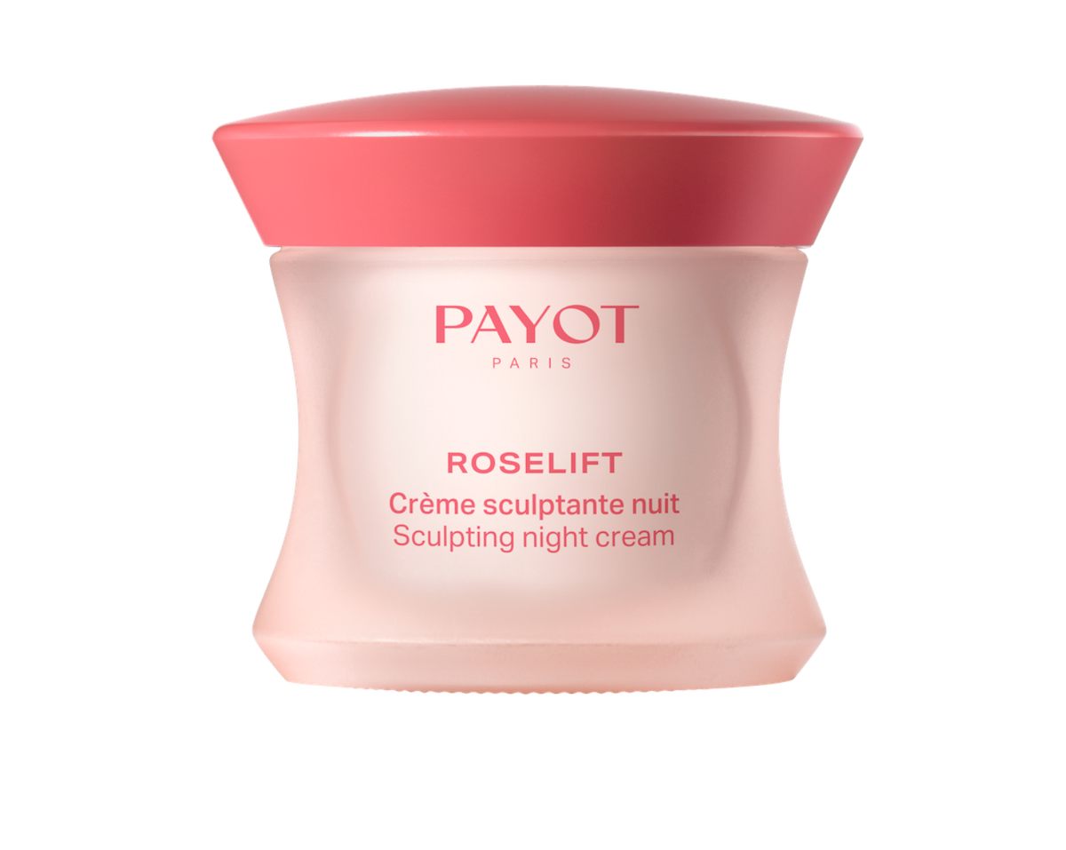 Pot rose poudré de la Crème Sculptante Nuit Roselift Payot pour le soin fermeté du visage