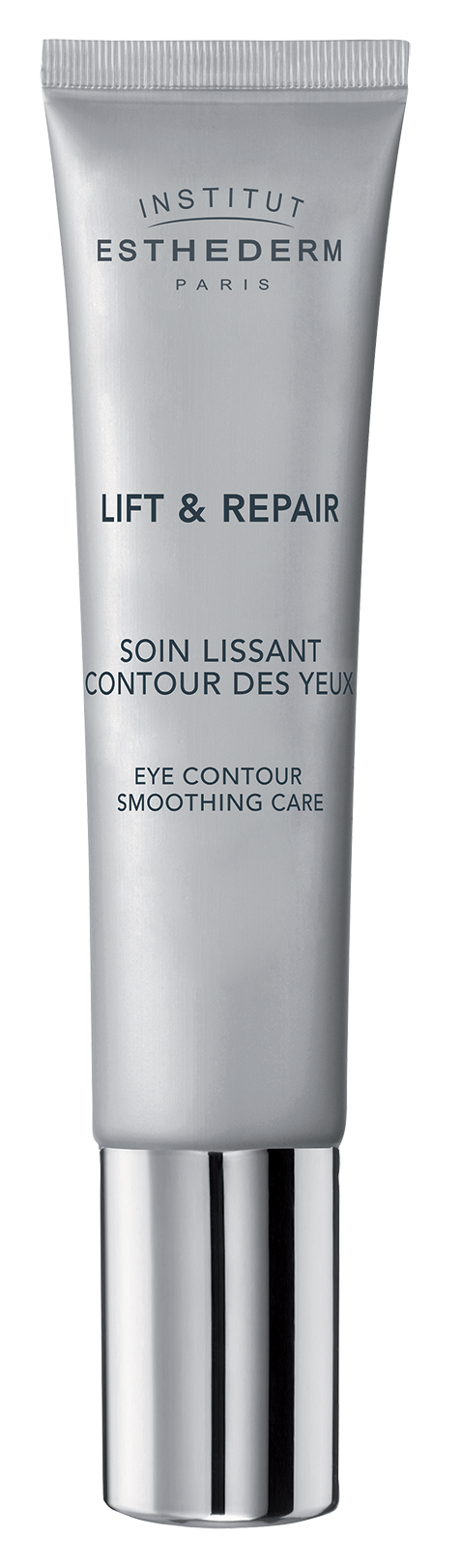 Soin lissant contour des yeux Lift and Repair d'Institut Esthederm en tube avec embout applicateur pour lifter le regard et estomper les rides de la patte d'oie.