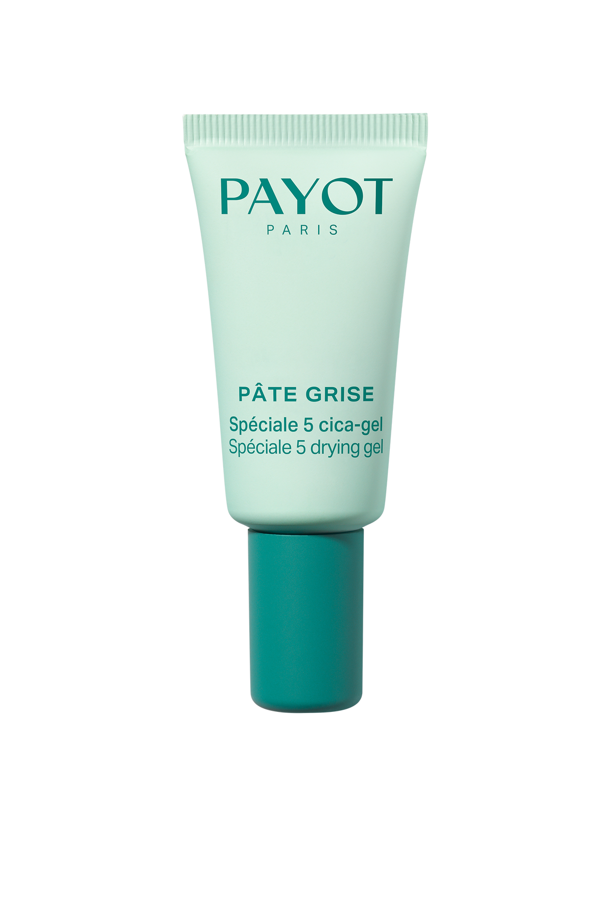 Tube vert et turquoise du Spéciale 5 Cica Gel Payot pour le soin local des imperfections