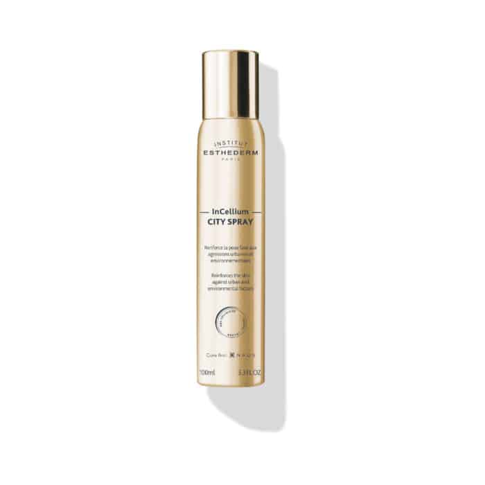 Flacon vaporisateur spray doré City Spray sérum auto-protecteur par Institut Esthederm