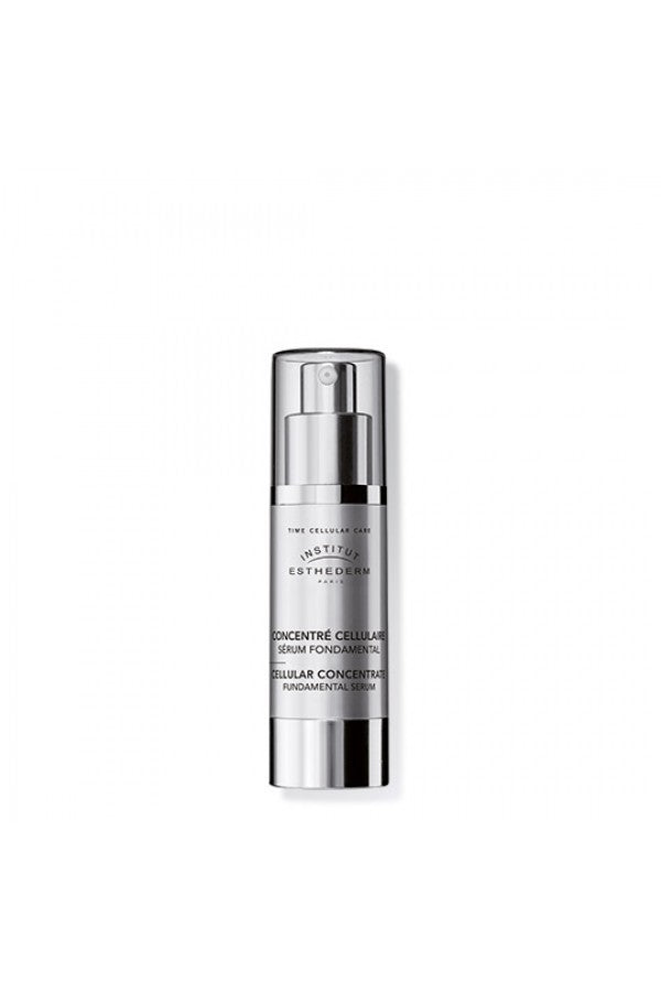 Flacon pompe argenté de Sérum Concentré Cellulaire Fondamental par Institut Esthederm
